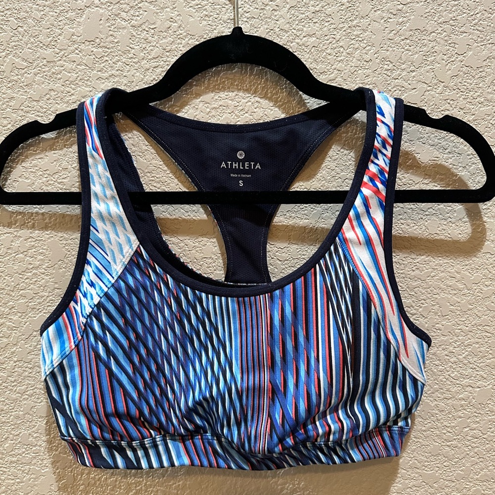 Athleta Double Dare Sports Bra, Size Small, Multi color